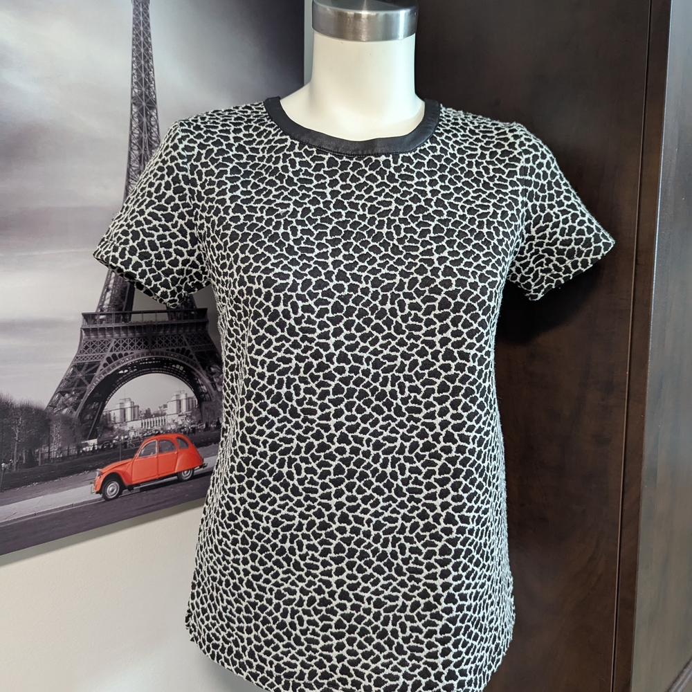 Attitudes by Renee Black and White Short Sleeve Top